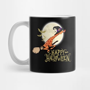 Funny Giraffe Ride Witch Shotgun Giraffe Halloween Mug